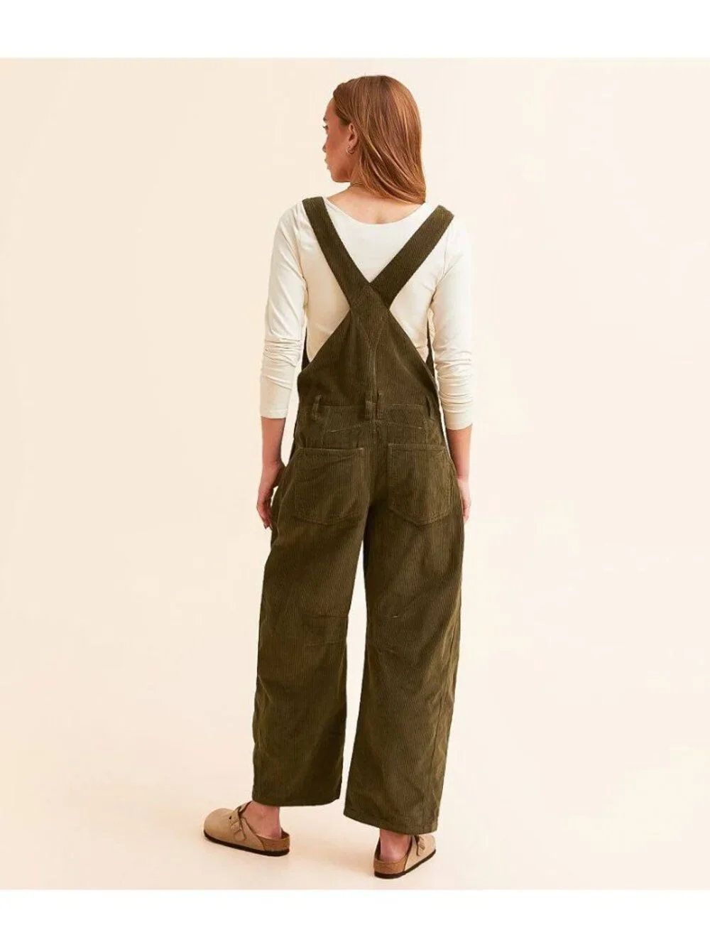 Free People Good Luck Cord Overalls in Fir Green Size Large - Picture 5 of 14
